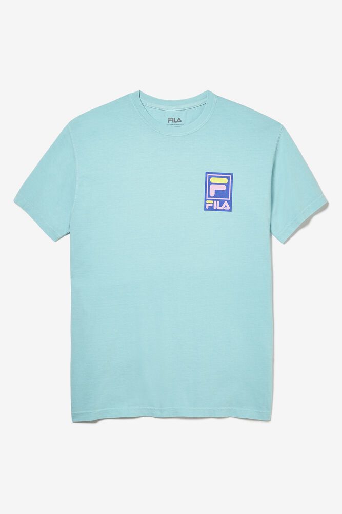 Fila Vintage Washed Turquoise T-Shirt Mens - NZ 24715-TRAY